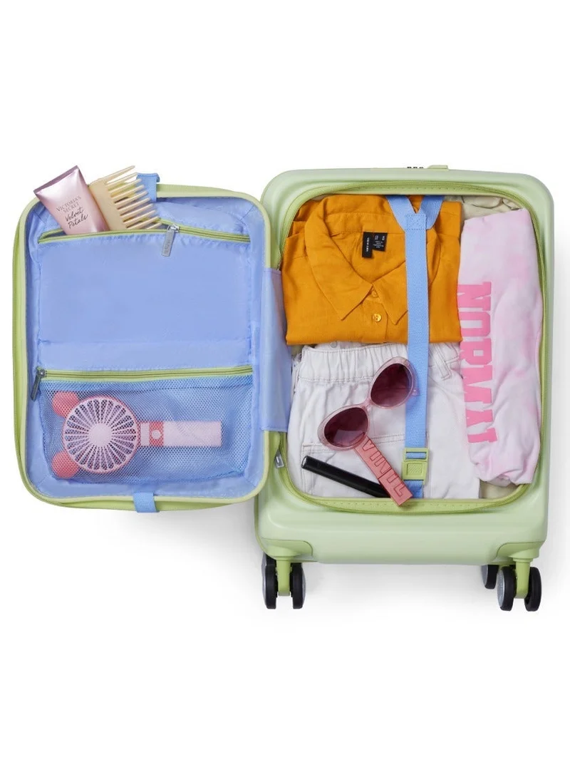 AMERICAN TOURISTER  Trento + Suitcase, Cabin Size 54 cm / 20 inch, 4 Spinner Wheels, Hard Top, Polycarbonate, Matcha|Lightweight|2 In 1 Optimov™ Shock Absorbing Wheels|Book Opening|Expandable|TSA Lock|Waterproof Section - 3 Years International Warranty  | Best Price UAE